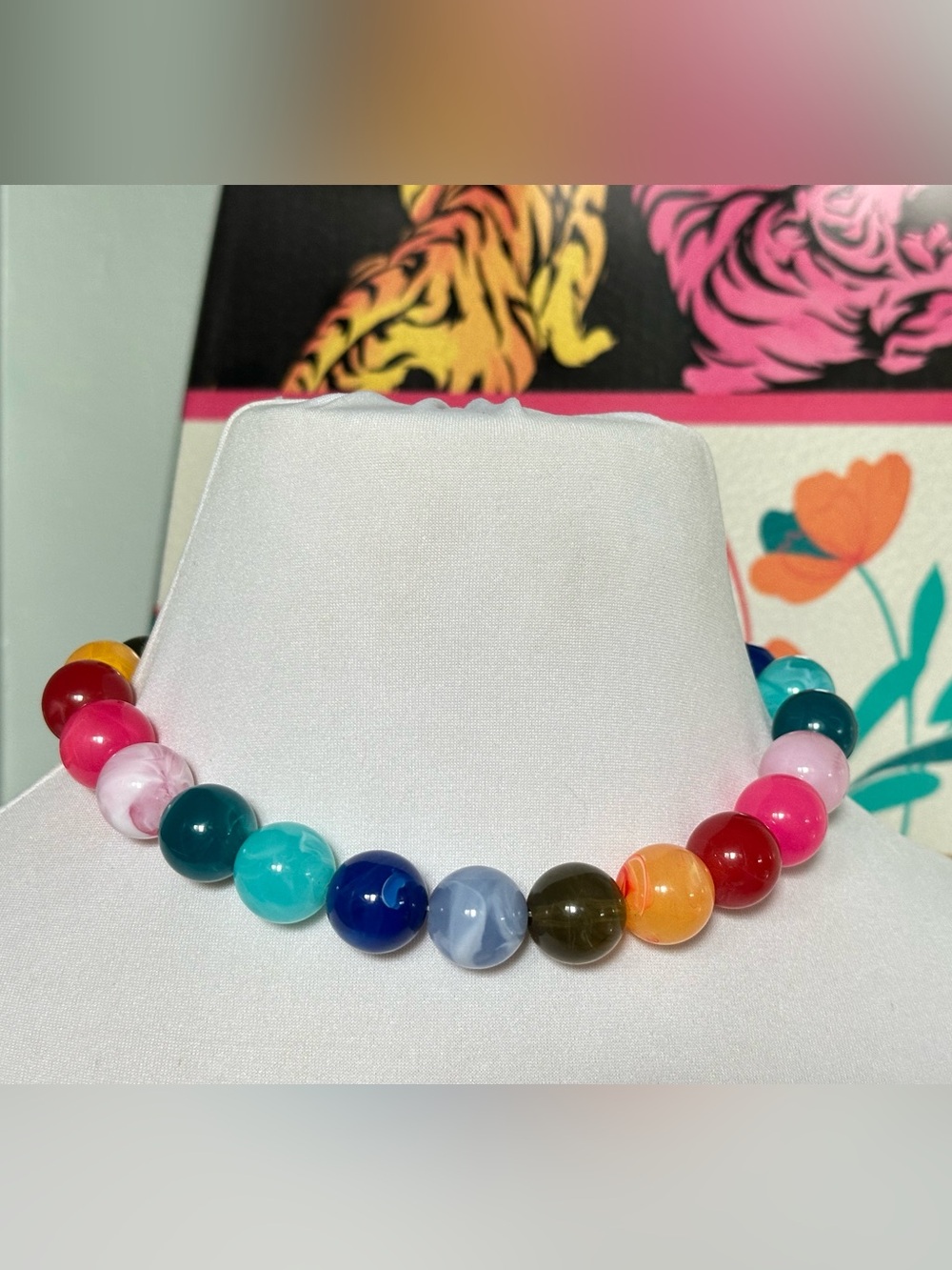 BaubleBar Sugar Fix Acrylic Rainbow Beaded Necklace Kidcore Girlie Cottagecore